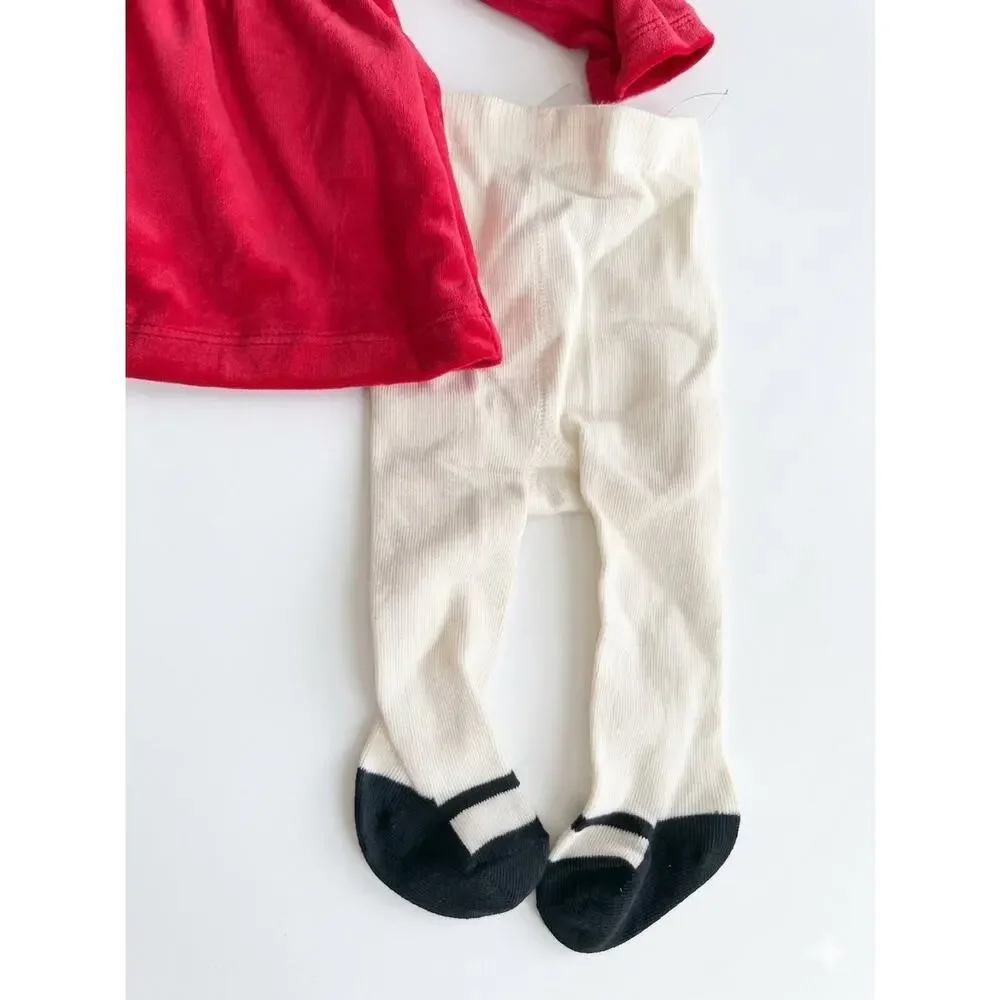 NEW! 3M Carter's Baby Girls Christmas 2PC Santa Dress & Tights Set